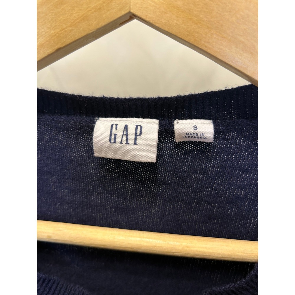 Gap Cardigan Sweater Womens S Navy Blue Excellent Cotton Crew Neck Button Front - Picture 3 of 5